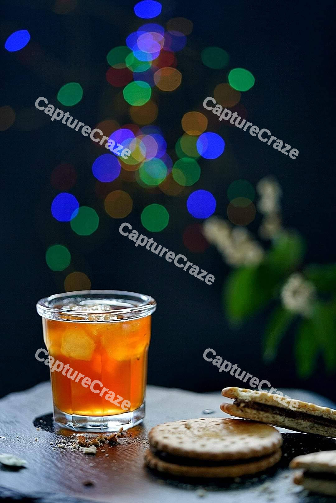 Orange juice with biscuits